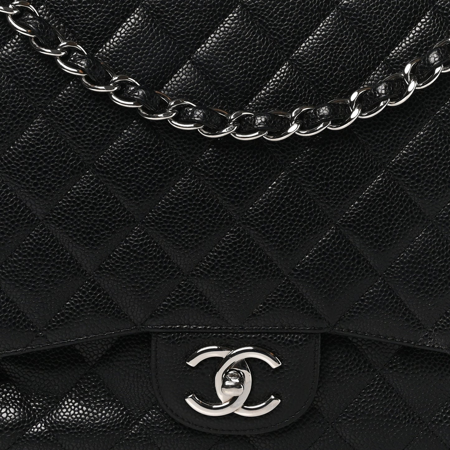 Caviar Quilted Maxi Double Flap Black