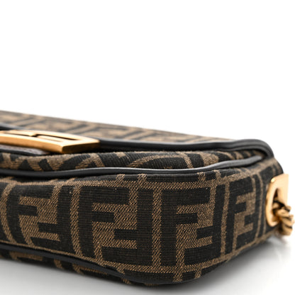 Fendi Fabric Jacquard FF 1974 Midi Chain Baguette Tobacco Moro 9 of 10