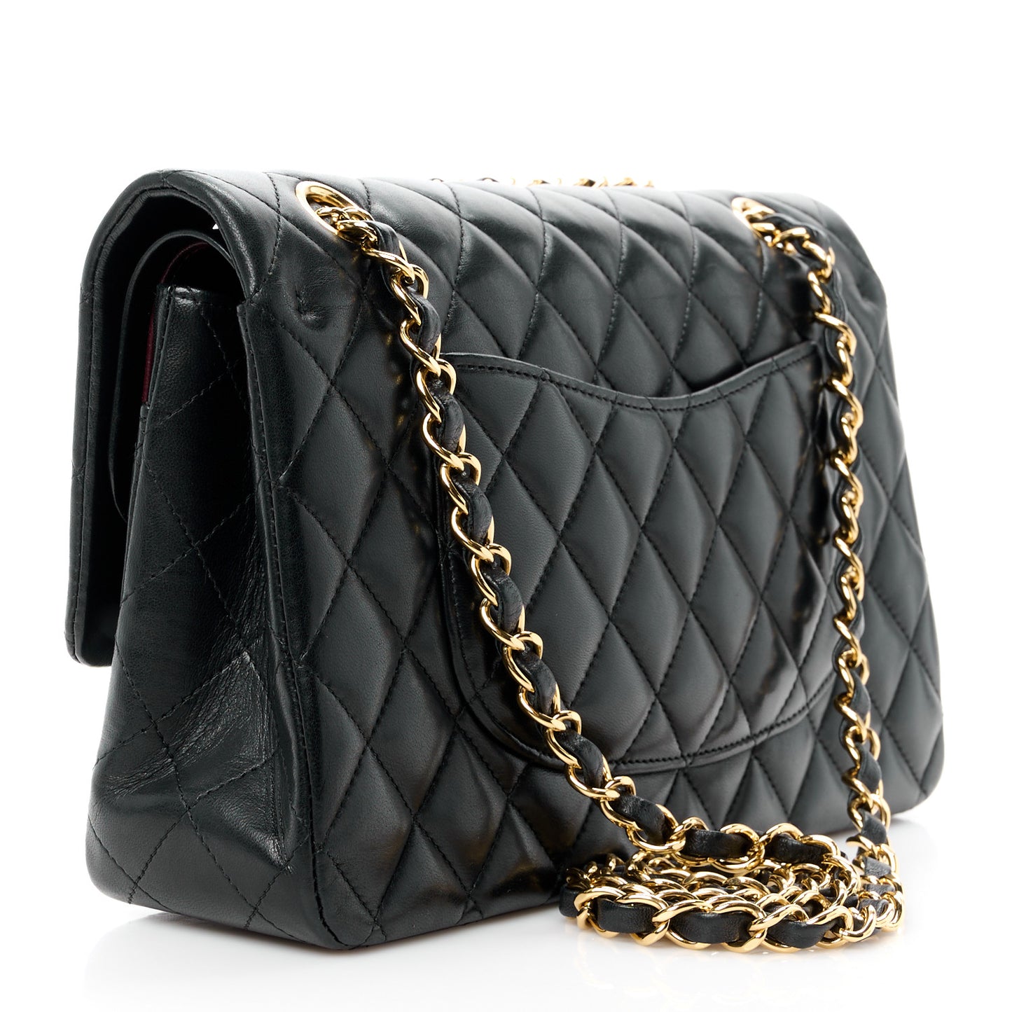 Lambskin Quilted Medium Double Flap Black
