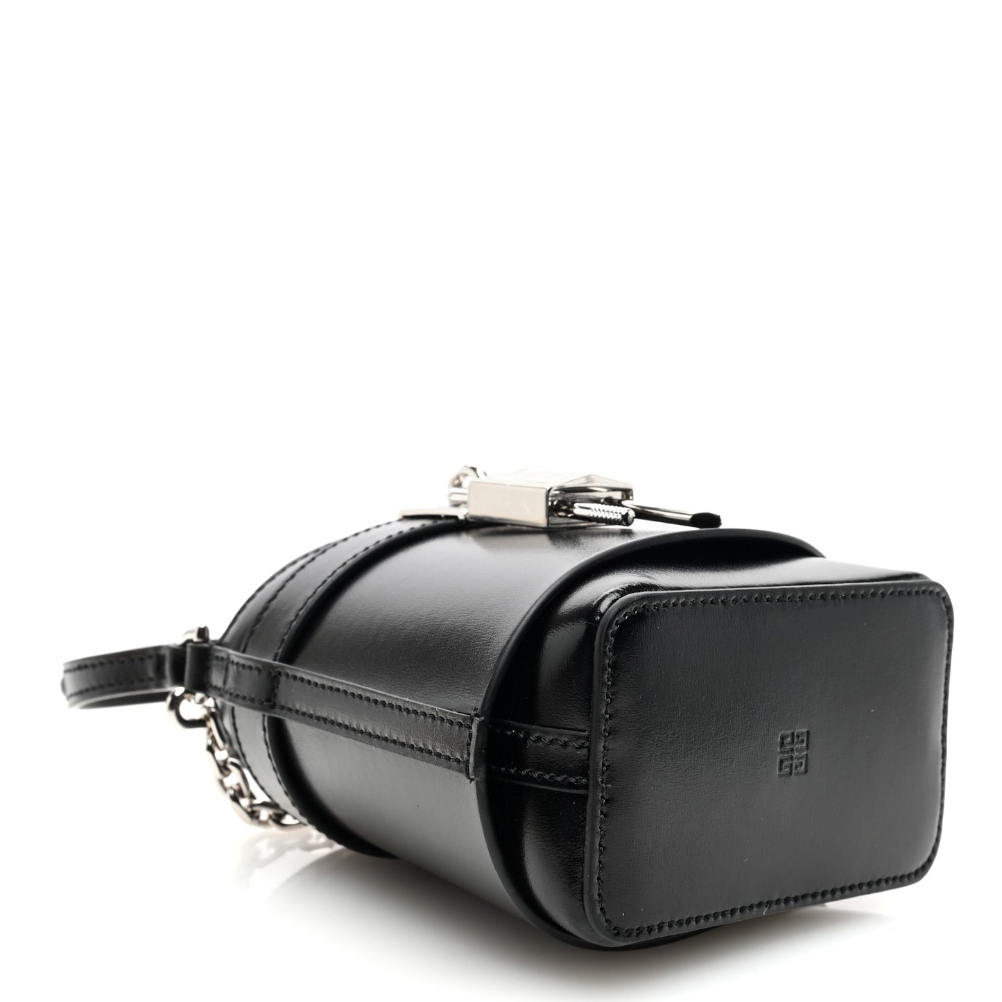 Box Calfskin Micro Shark Lock Bucket Bag Black