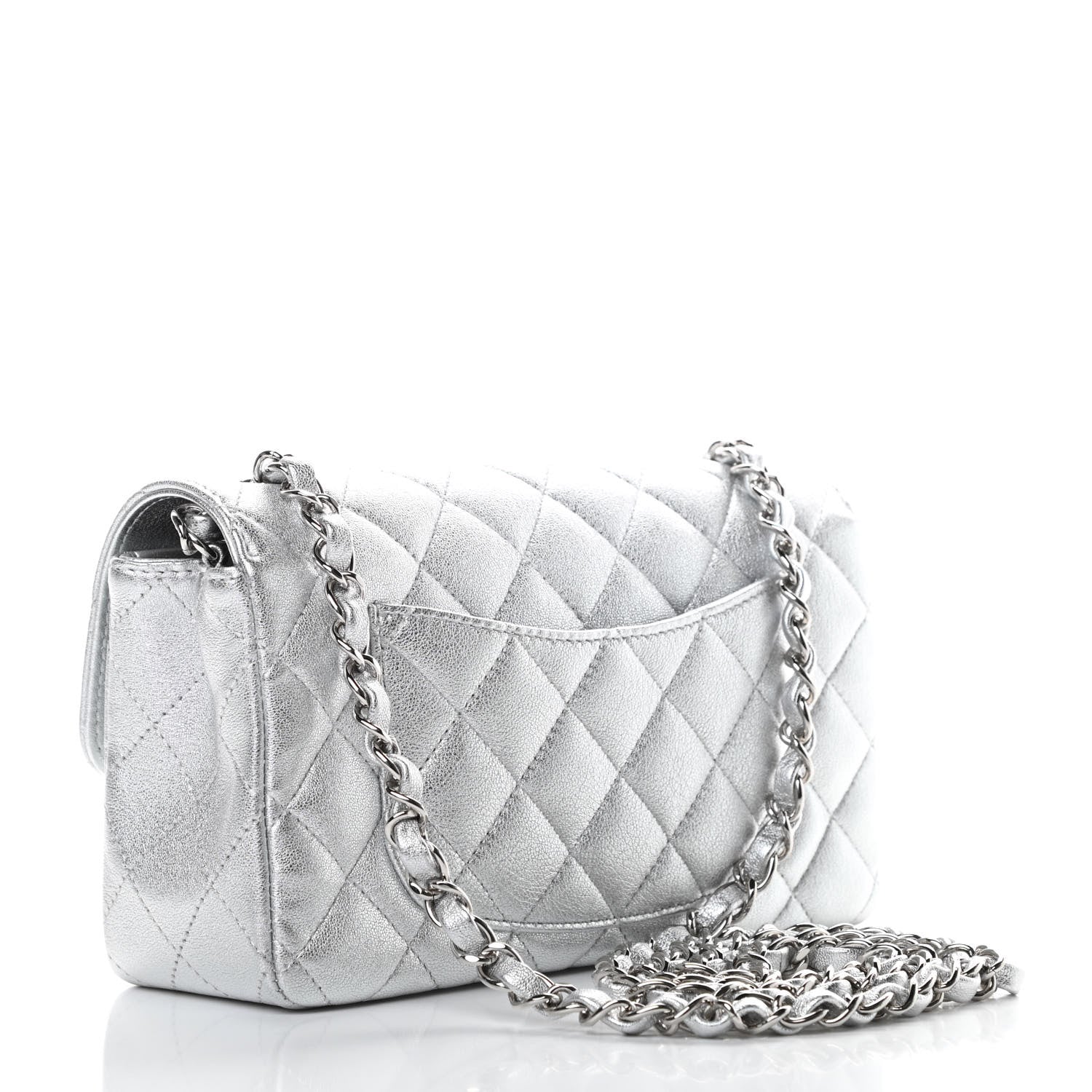 Chanel Metallic Lambskin Quilted Mini Rectangular Flap Silver 3 of 10
