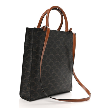 Celine Triomphe Canvas Calfskin Small Vertical Cabas Tan 3 of 10