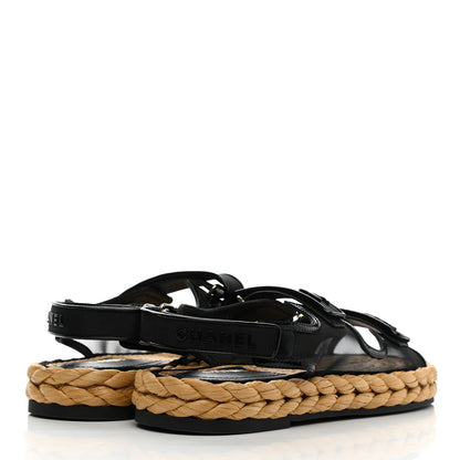 Chanel Mesh Patent Calfskin Velcro Dad Sandals 41 Black 4 of 10