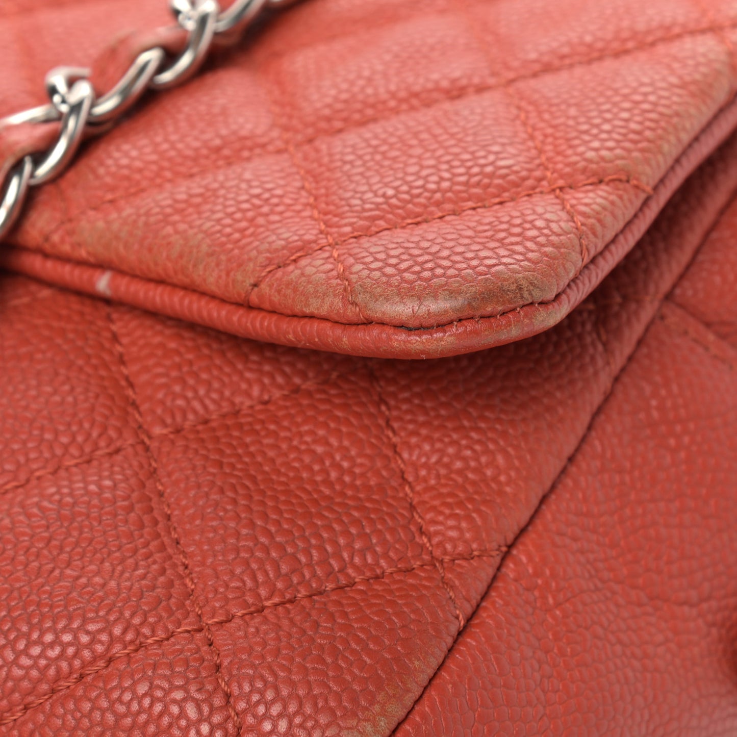 Caviar Quilted Medium Casual Journey Flap Red