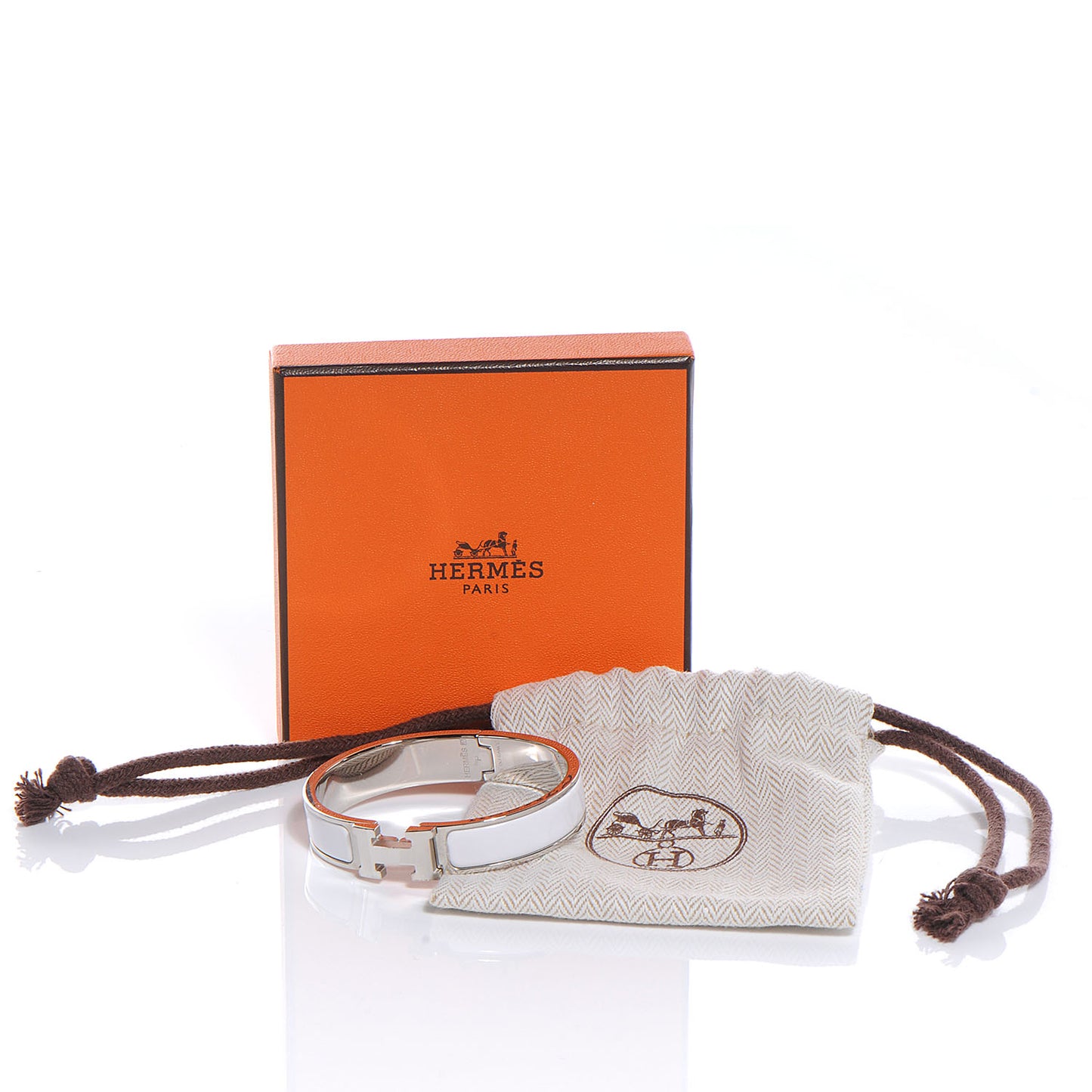 Enamel Narrow Clic Clac H Bracelet PM White
