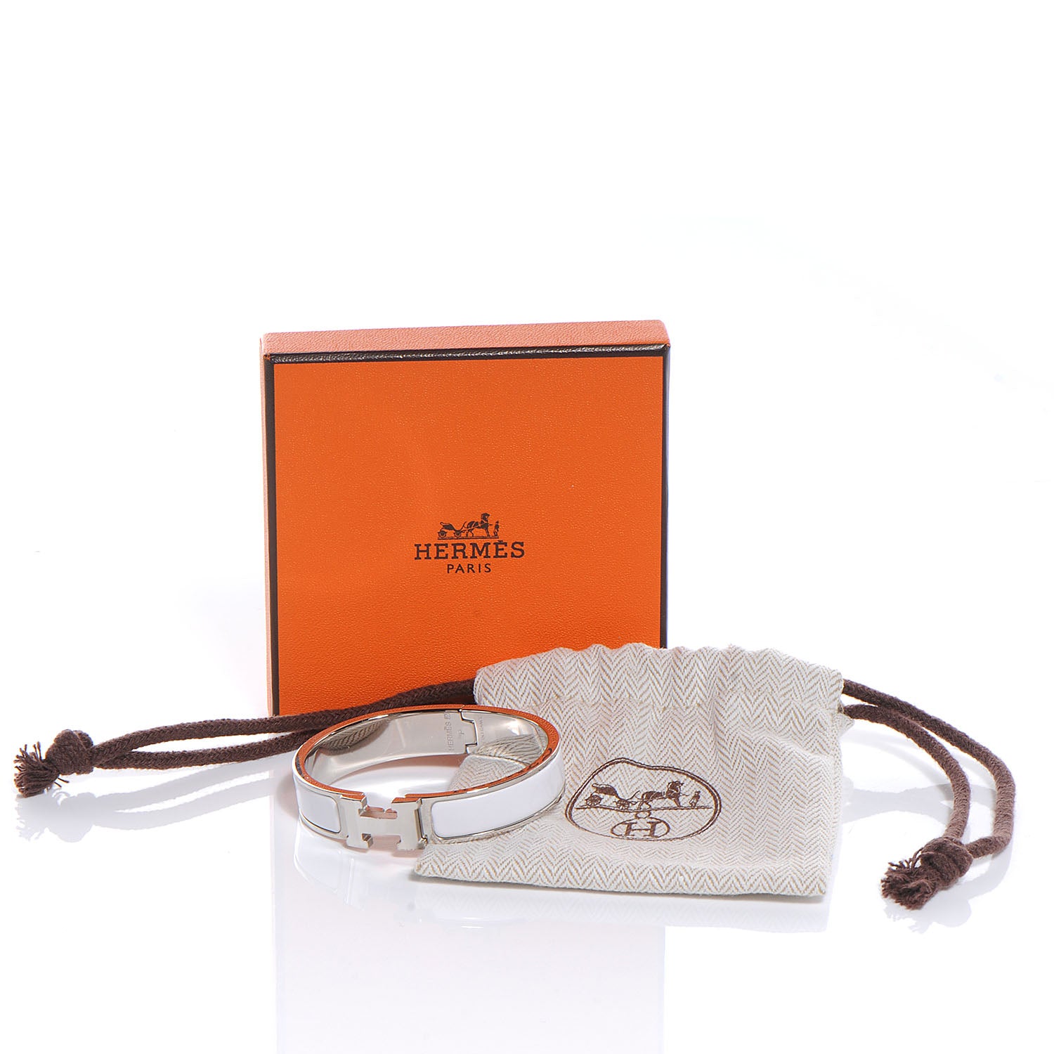 Hermes Enamel Narrow Clic Clac H Bracelet PM White 4 of 5