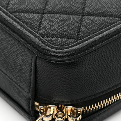Chanel Caviar Quilted CC North South Filigree Vanity Case Black 18 of 22