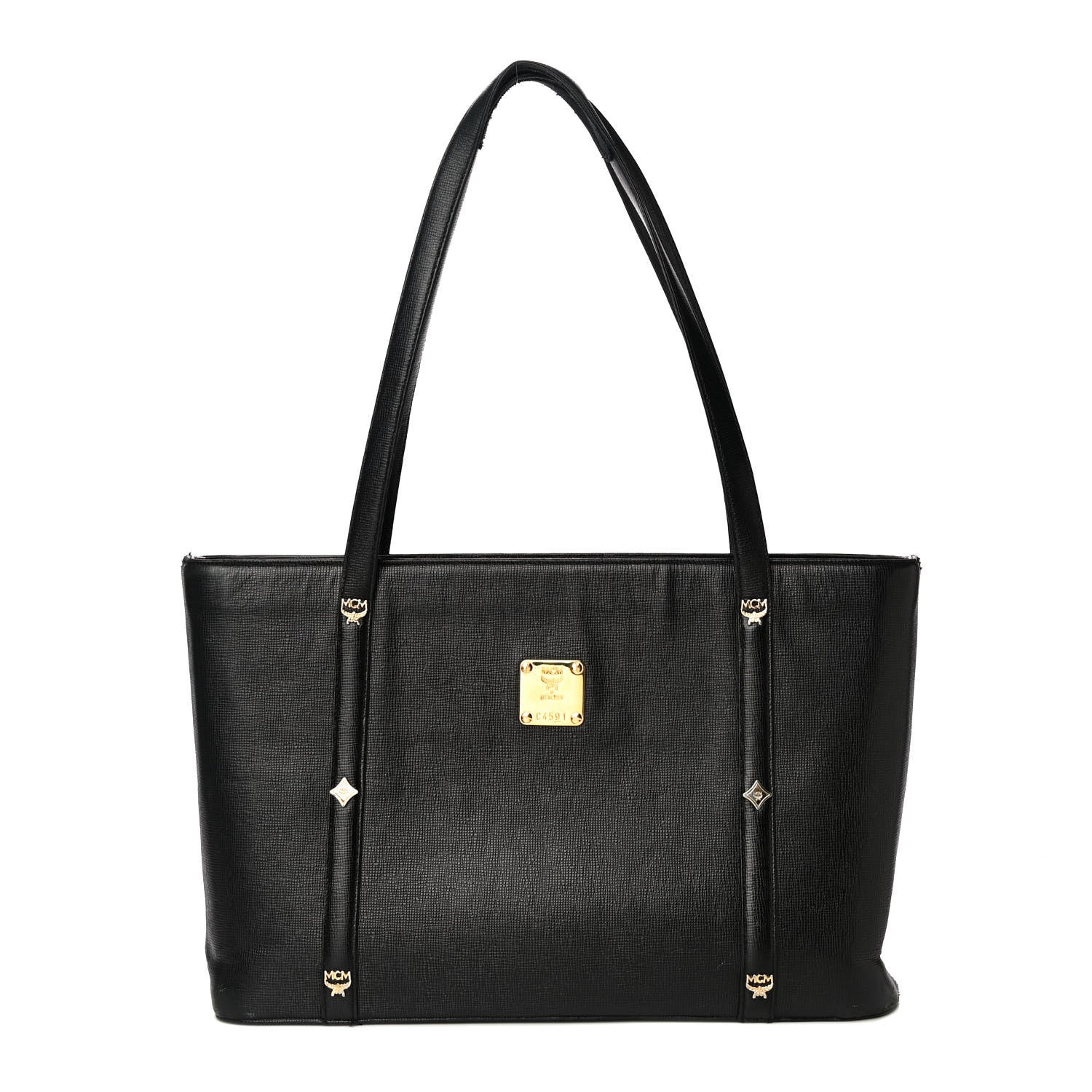 MCM Calfskin Studded Tote Black 1 of 14