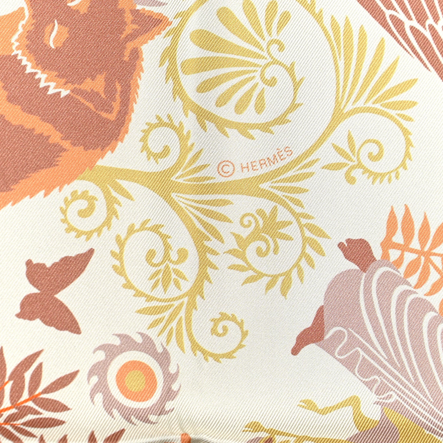 Hermes Silk La Charme D Orphee Scarf 90 Bouton D'or Creme 6 of 7