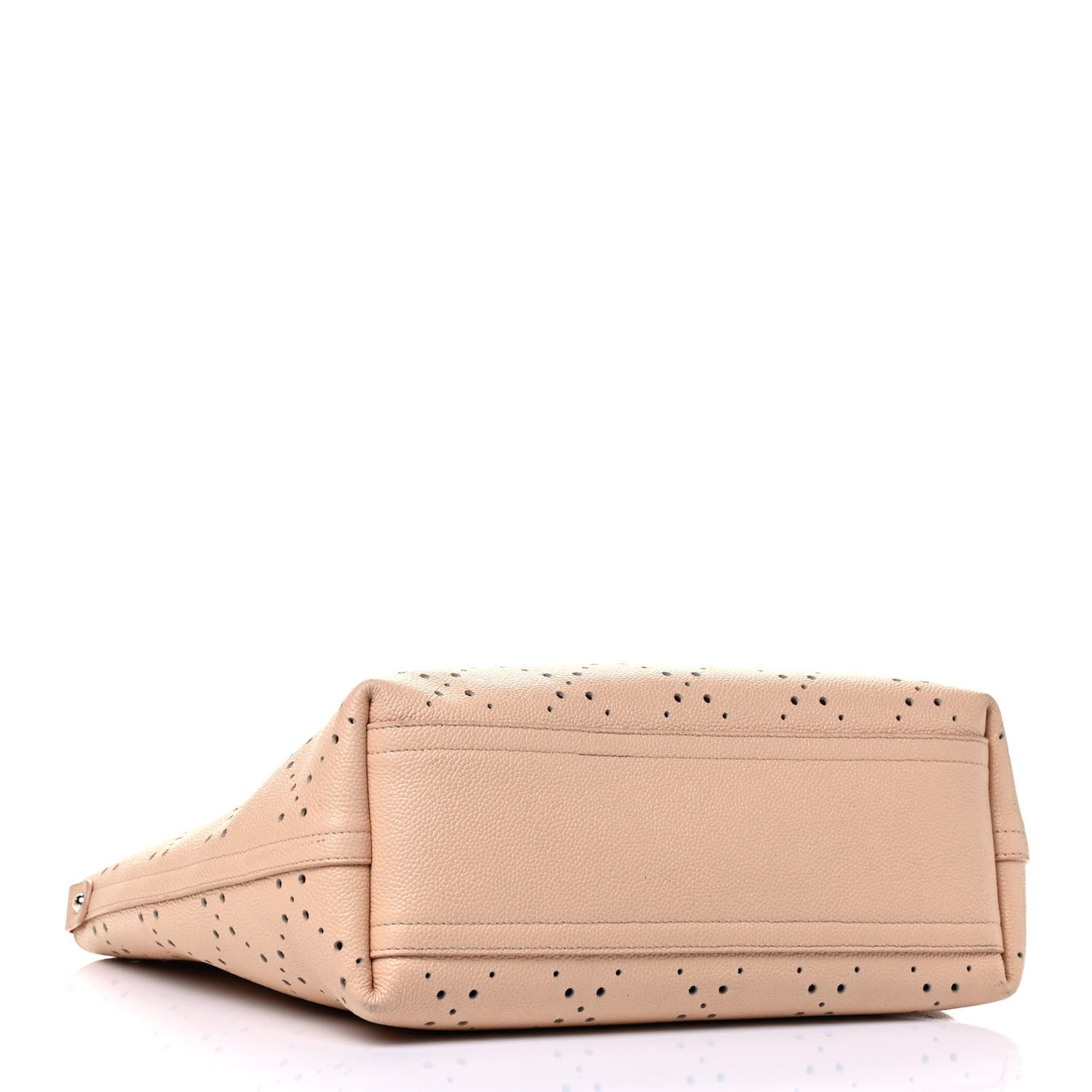 Perforated Grained Calfskin Small Shopping Tote Light Coral
