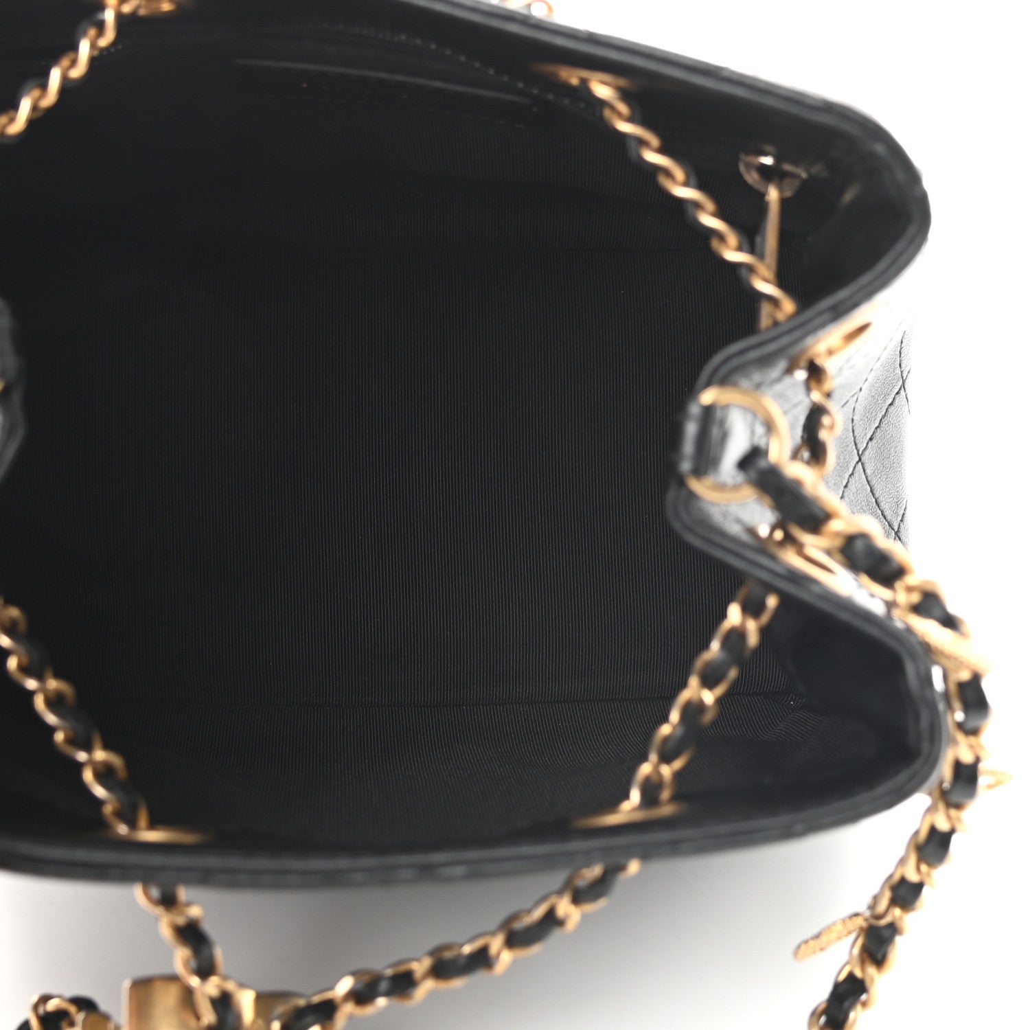 Chanel Calfskin Stitched Small Egyptian Amulet Drawstring Bag Black 4 of 9