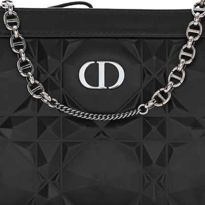 Christian Dior Calfskin Macrocannage Diamond Caro Zipped Pouch With Chain Black 11 of 13