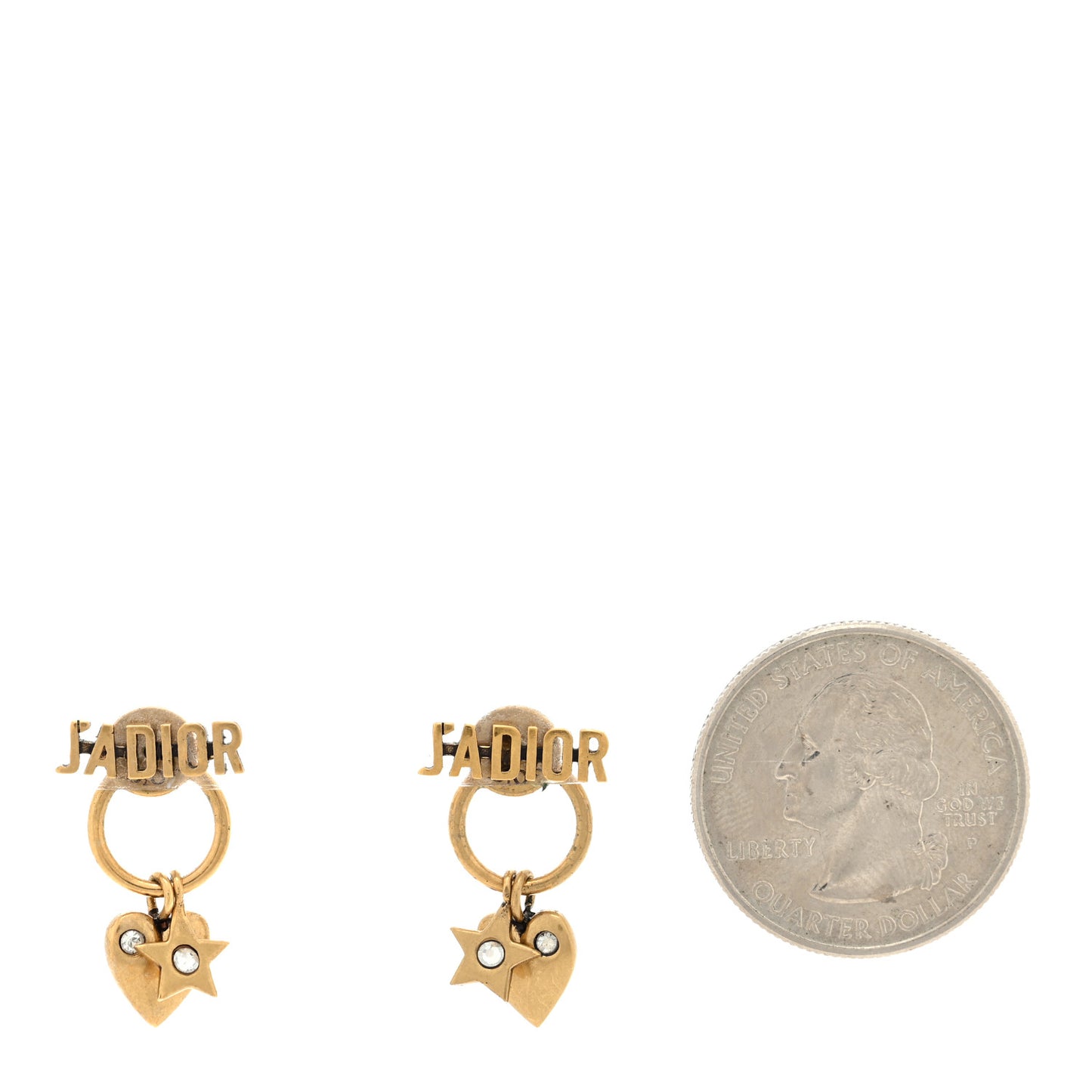 Metal Heart Star J'adior Drop Earrings Antique Gold