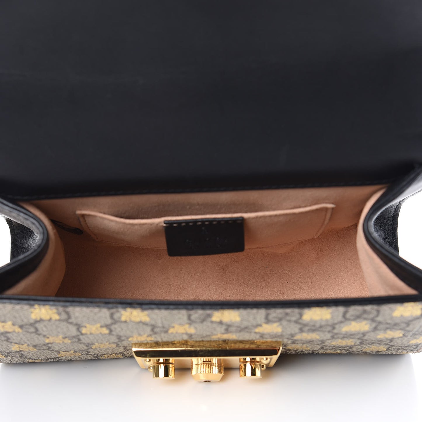 GG Supreme Monogram Bees Small Padlock Shoulder Bag Black