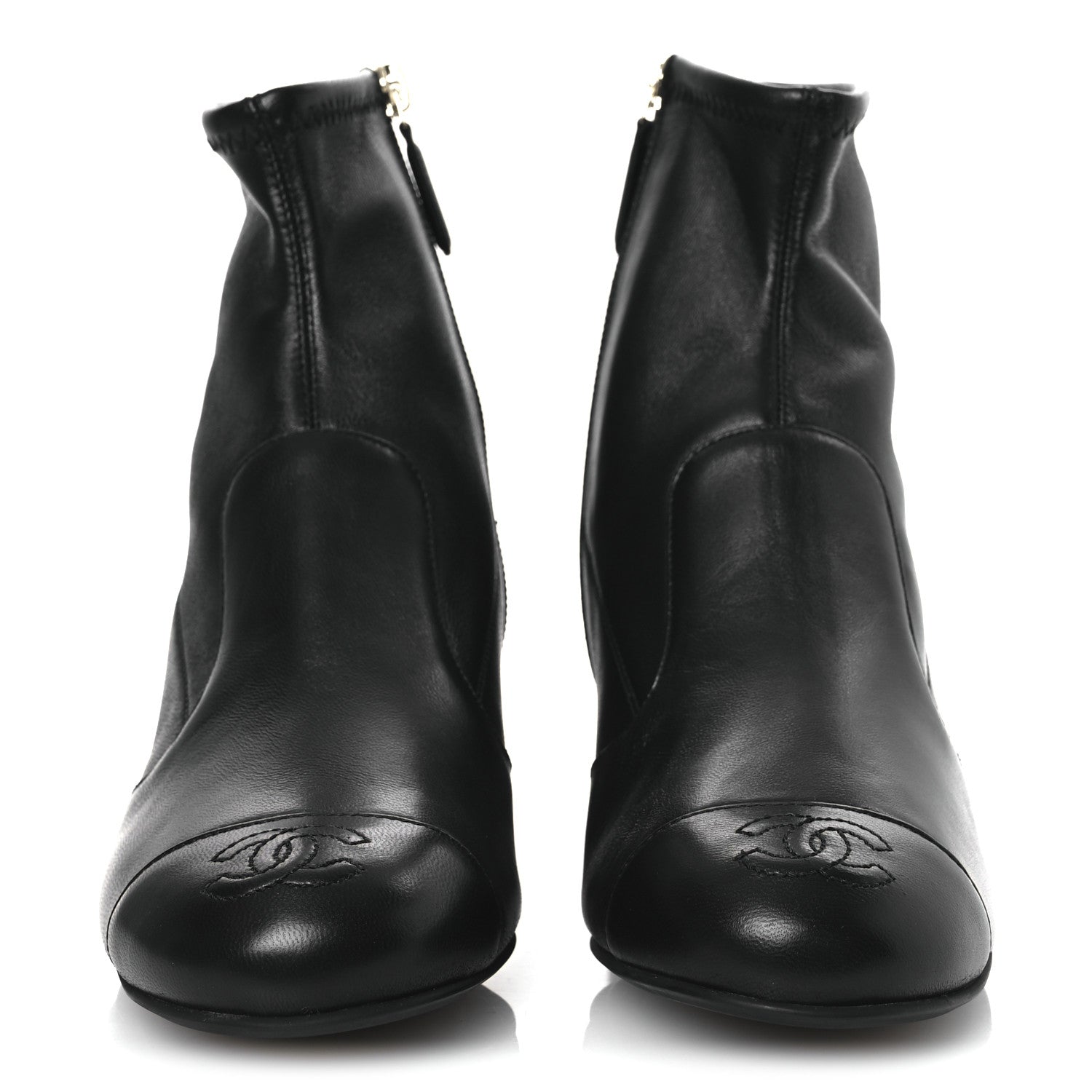 Chanel Stretch Lambskin Cap Toe CC Short Boots 36.5 Black 3 of 11