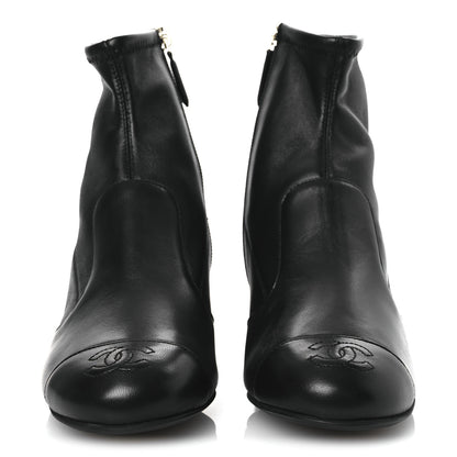 Chanel Stretch Lambskin Cap Toe CC Short Boots 36.5 Black 3 of 11