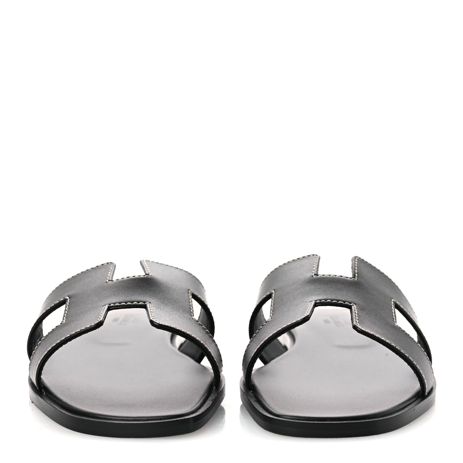 Hermes Box Calfskin Oran Sandals 36 Black 3 of 11