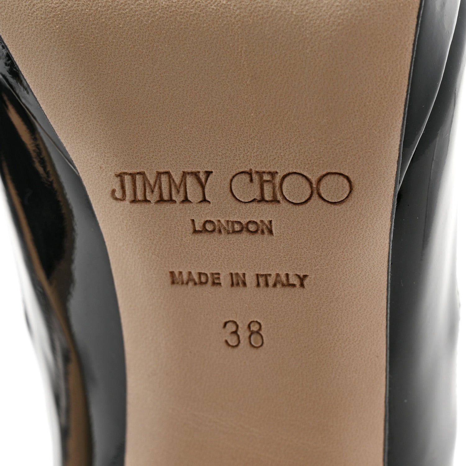 Jimmy Choo Patent Calfskin Gesture Peep Toe Pumps 38 Black 5 of 9