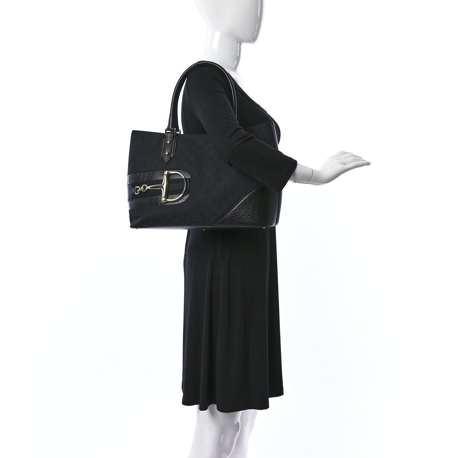 Gucci Monogram Medium Hasler Tote Black 2 of 10