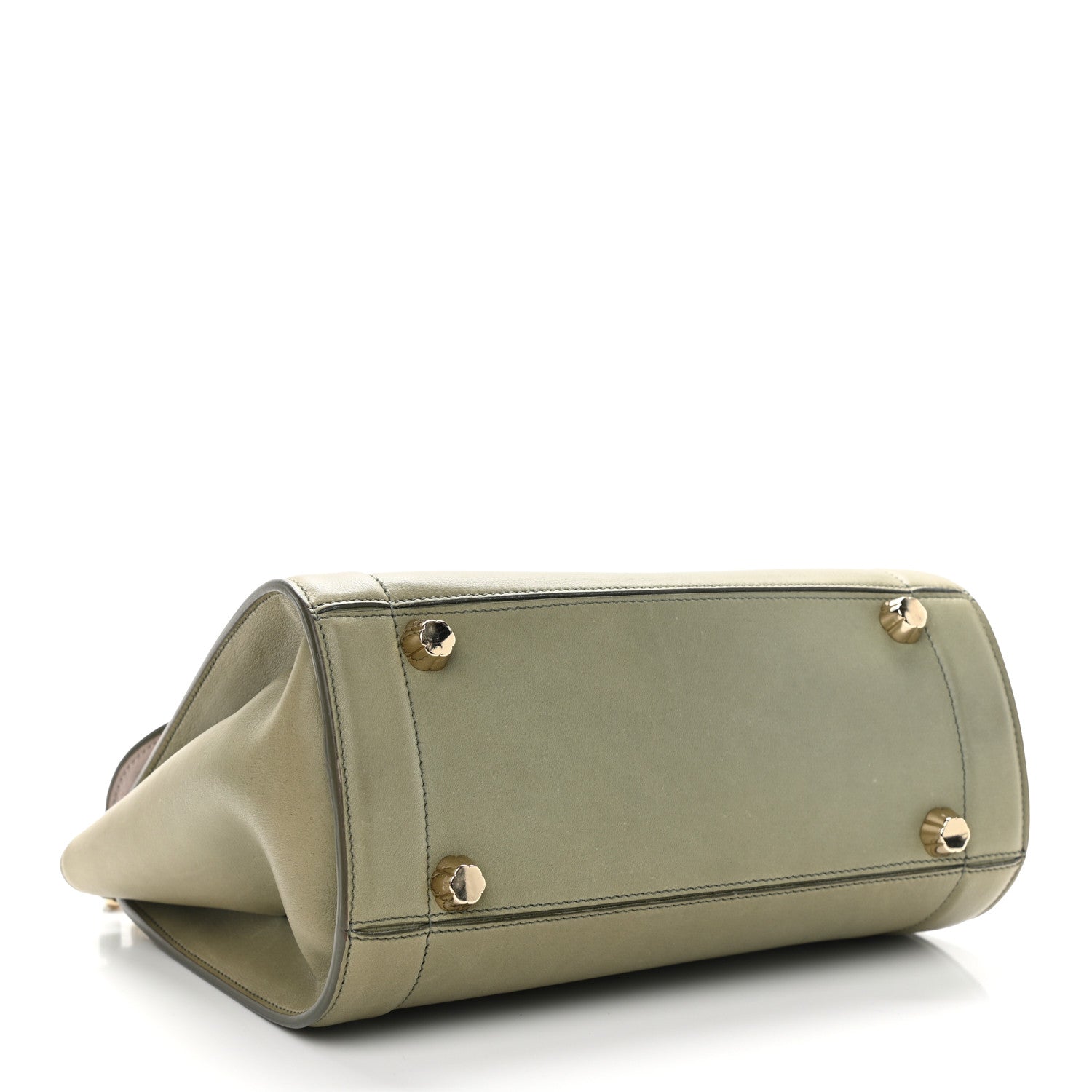 Salvatore Ferragamo Calfskin Sofia Rainbow Top Handle Bag Dark Olive Green 4 of 10