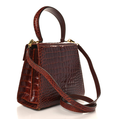 Salvatore Ferragamo Crocodile Gancini 2-Way Top Handle Bag Brown 3 of 9