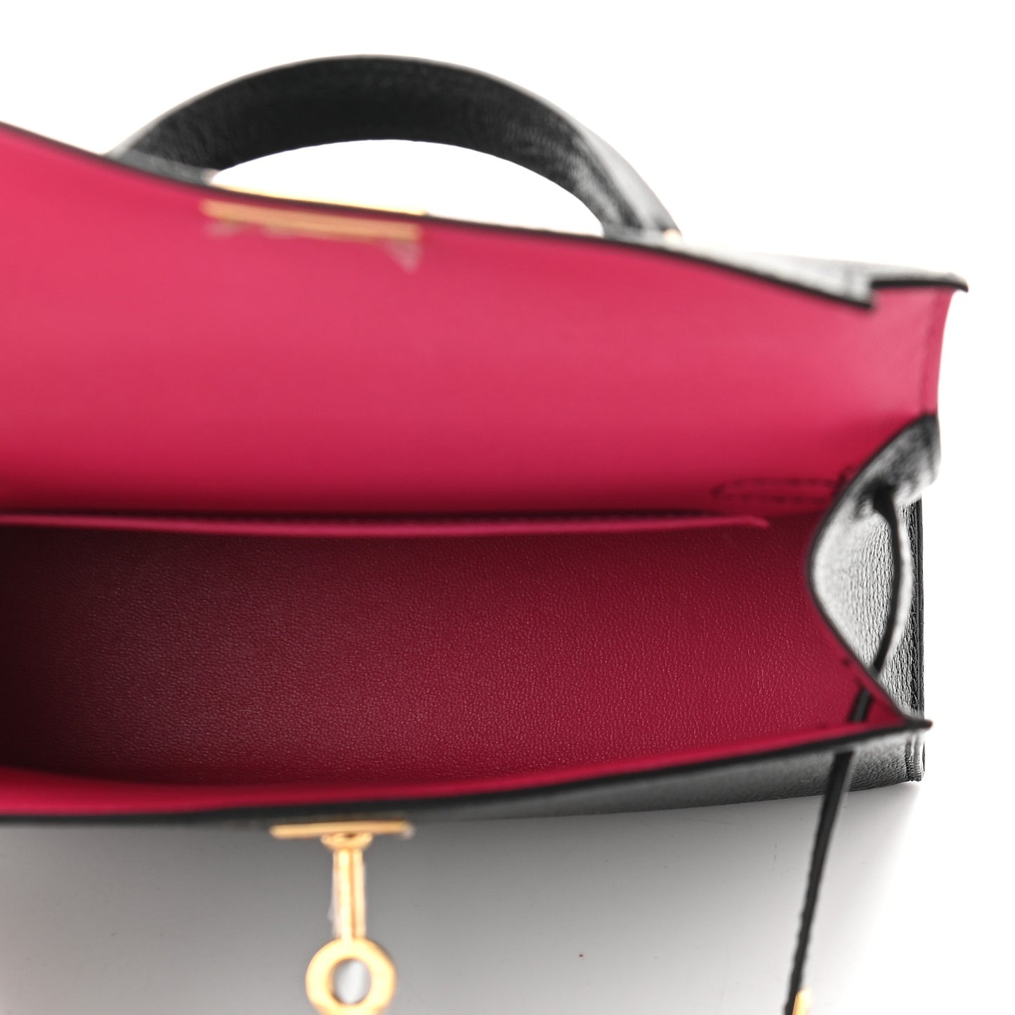 Chevre Mysore Horseshoe Mini Kelly Sellier 20 Black Rose Mexico