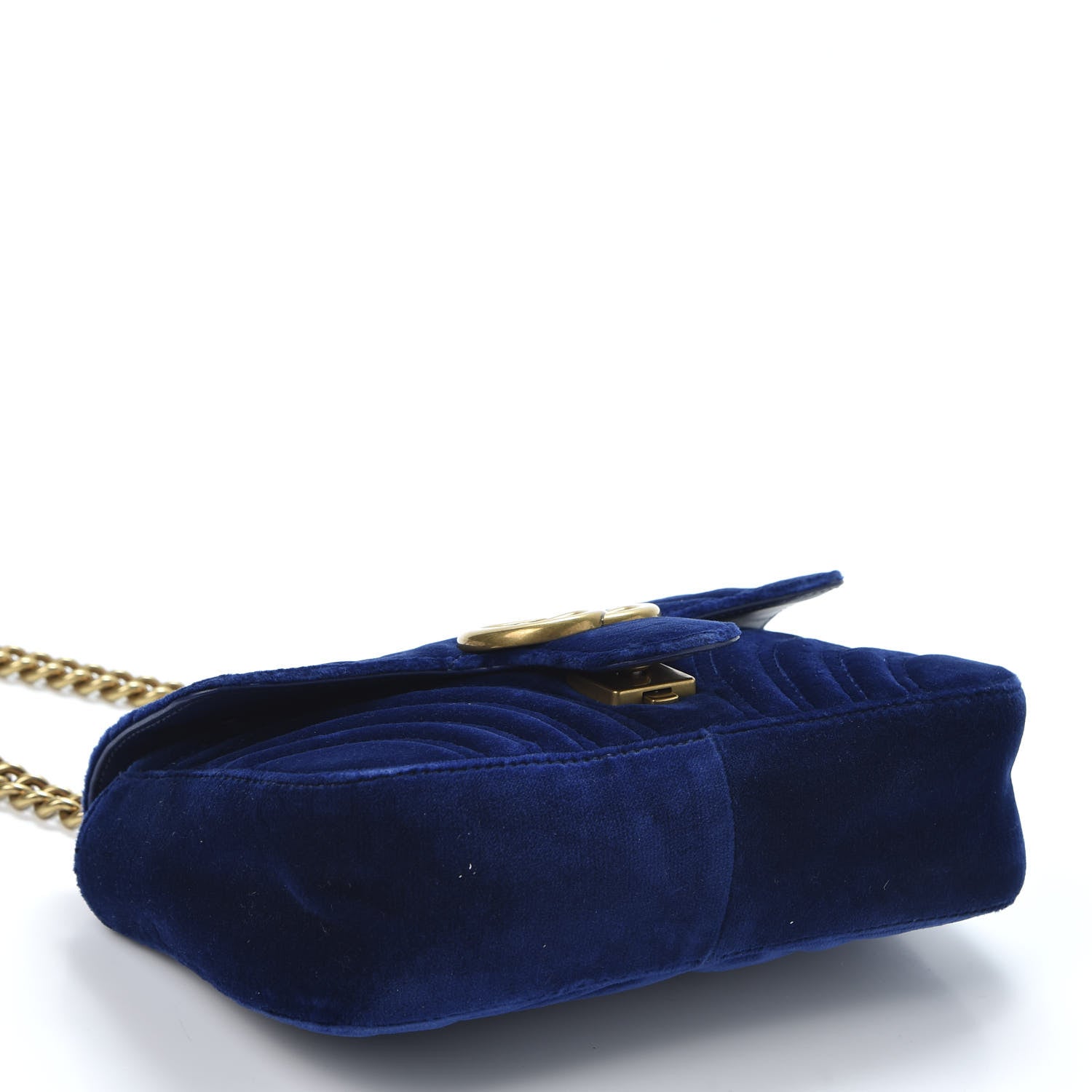 Gucci Velvet Matelasse Mini GG Marmont Shoulder Bag Cobalt Blue 3 of 11