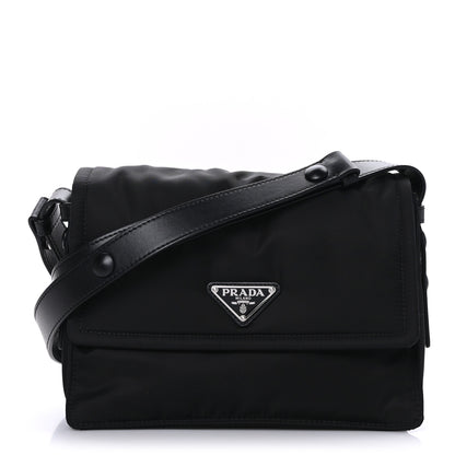 Prada Re-Nylon Vitello Padded Small Flap Shoulder Bag Black 1 of 8