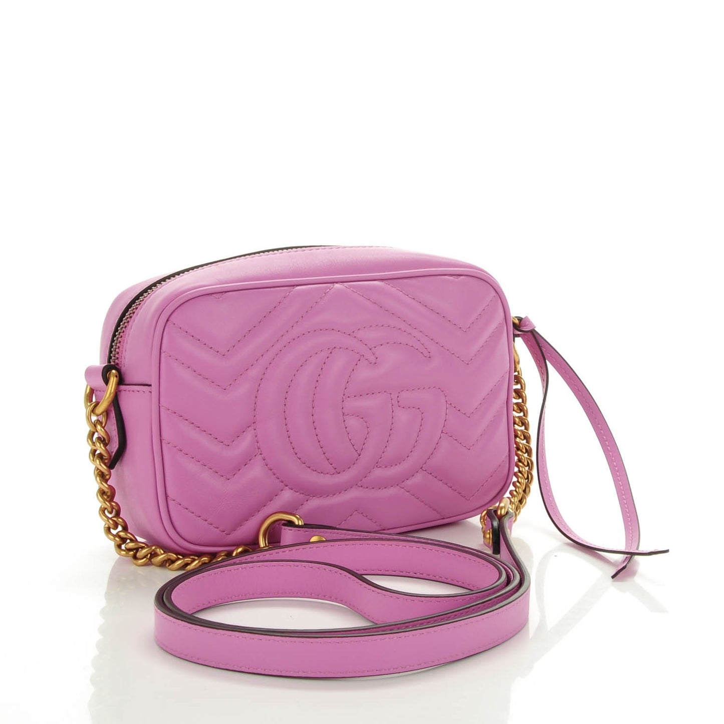 Calfskin Matelasse Mini GG Marmont Chain Shoulder Bag Candy Mousse