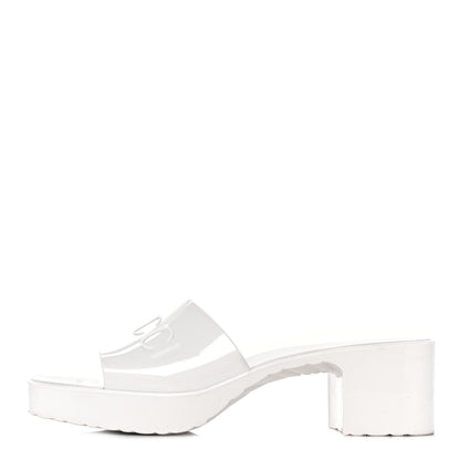 Gucci Rubber Gucci Logo Womens Platform 20/60mm Slide Sandals 40 Mystic White 1 of 9