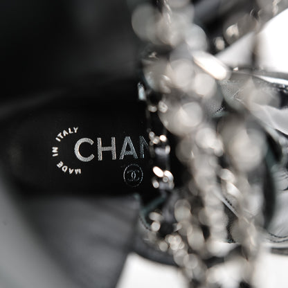 Chanel Patent Chained Tall Combat Boots 36.5 Black 6 of 8