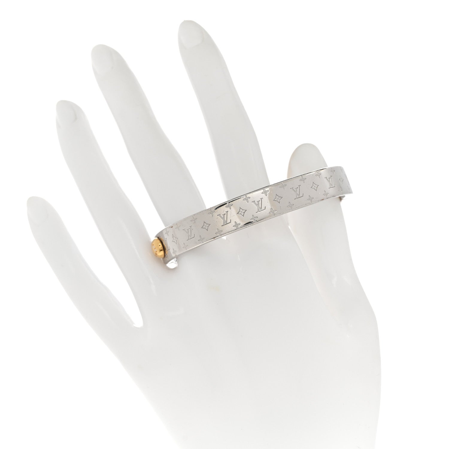 Louis Vuitton Palladium Monogram Nanogram Cuff S Silver 2 of 6