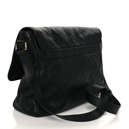Gucci Guccissima Medium Flap Messenger Bag Black 2 of 10