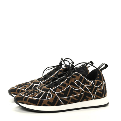 Fendi Stretch Fabric FFreedom Sneakers 36.5 Tobacco Black White 3 of 11