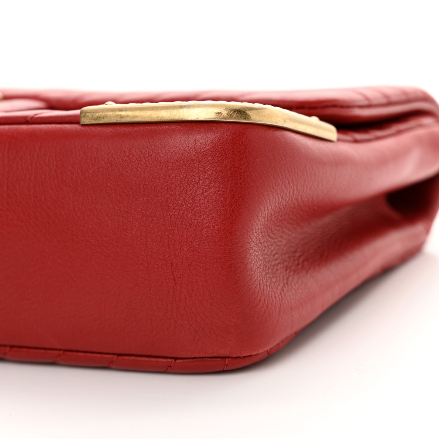 Calfskin Chevron Quilted Rock The Corner Flap Red