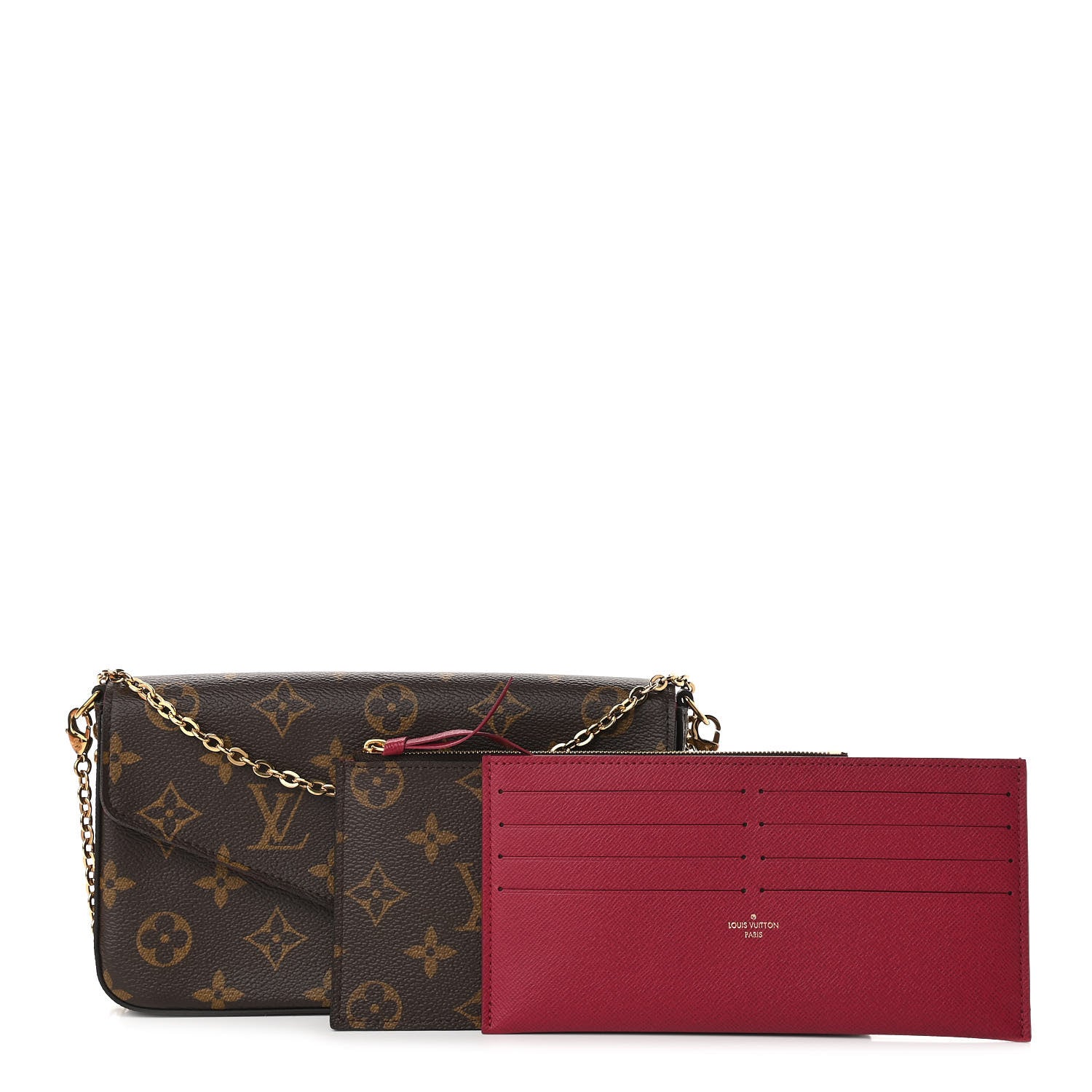 Louis Vuitton Monogram Pochette Felicie Chain Wallet Fuchsia 1 of 11