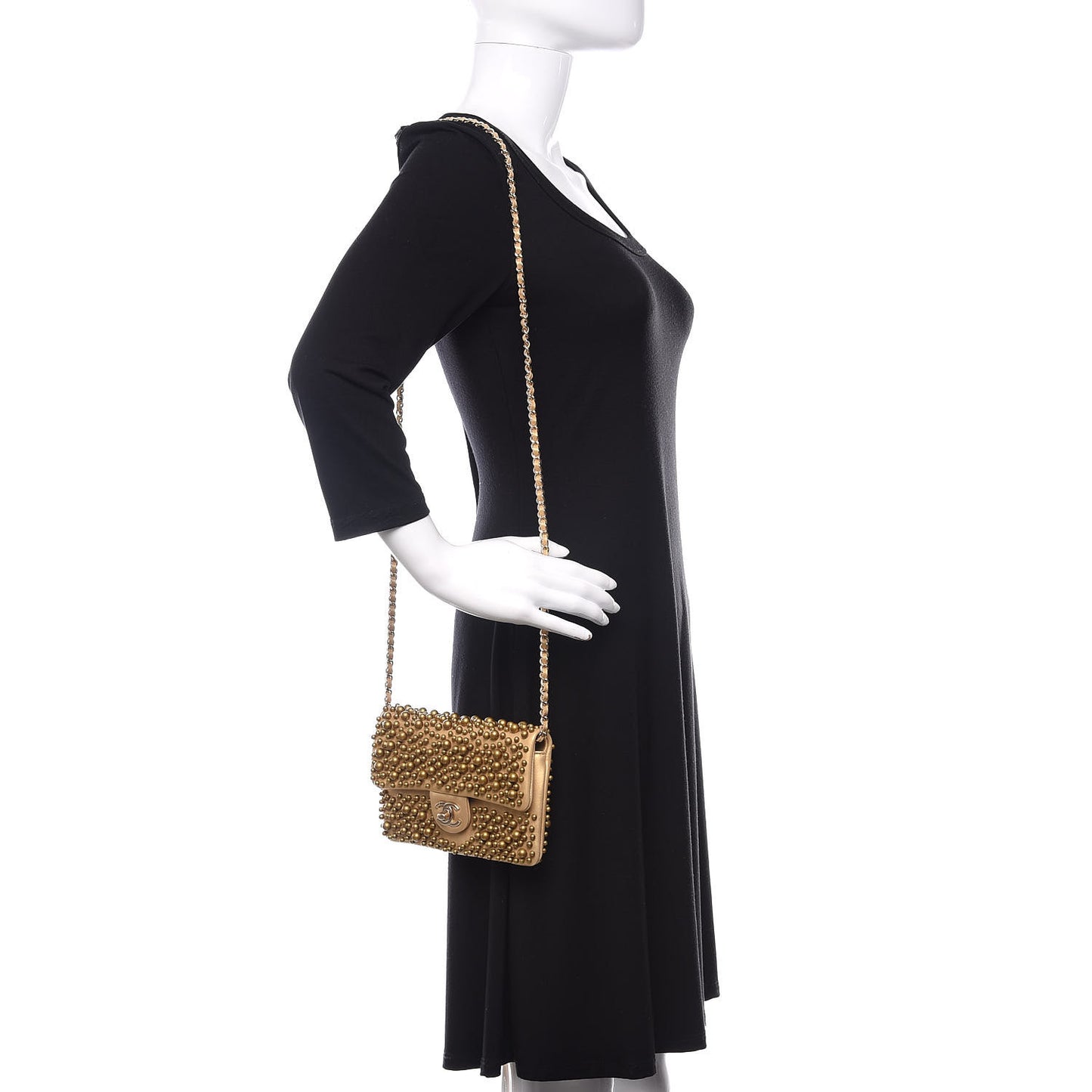 Lambskin Pearls Flap Gold