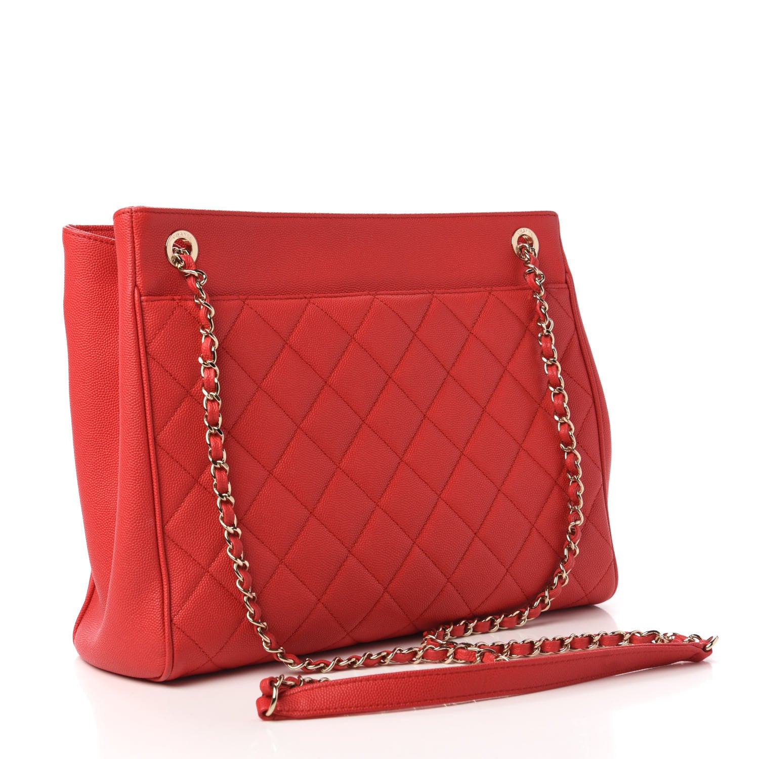 Chanel Caviar Quilted In Out Flap Shopping Tote Red 3 of 11