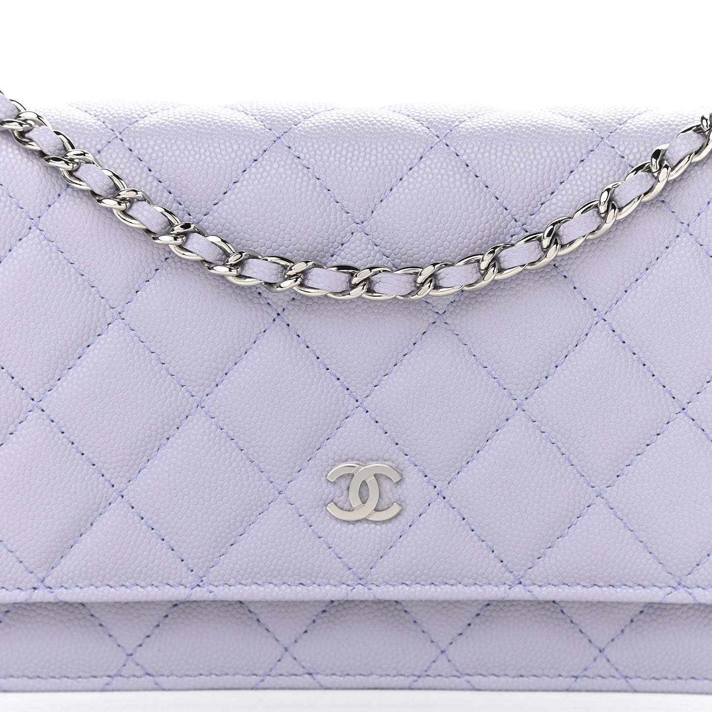 Caviar Quilted Wallet On Chain WOC Light Purple