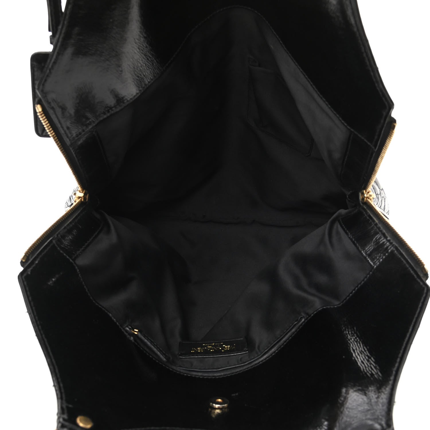 Saint Laurent Patent Crocodile Embossed Tribute Tote Black 5 of 15