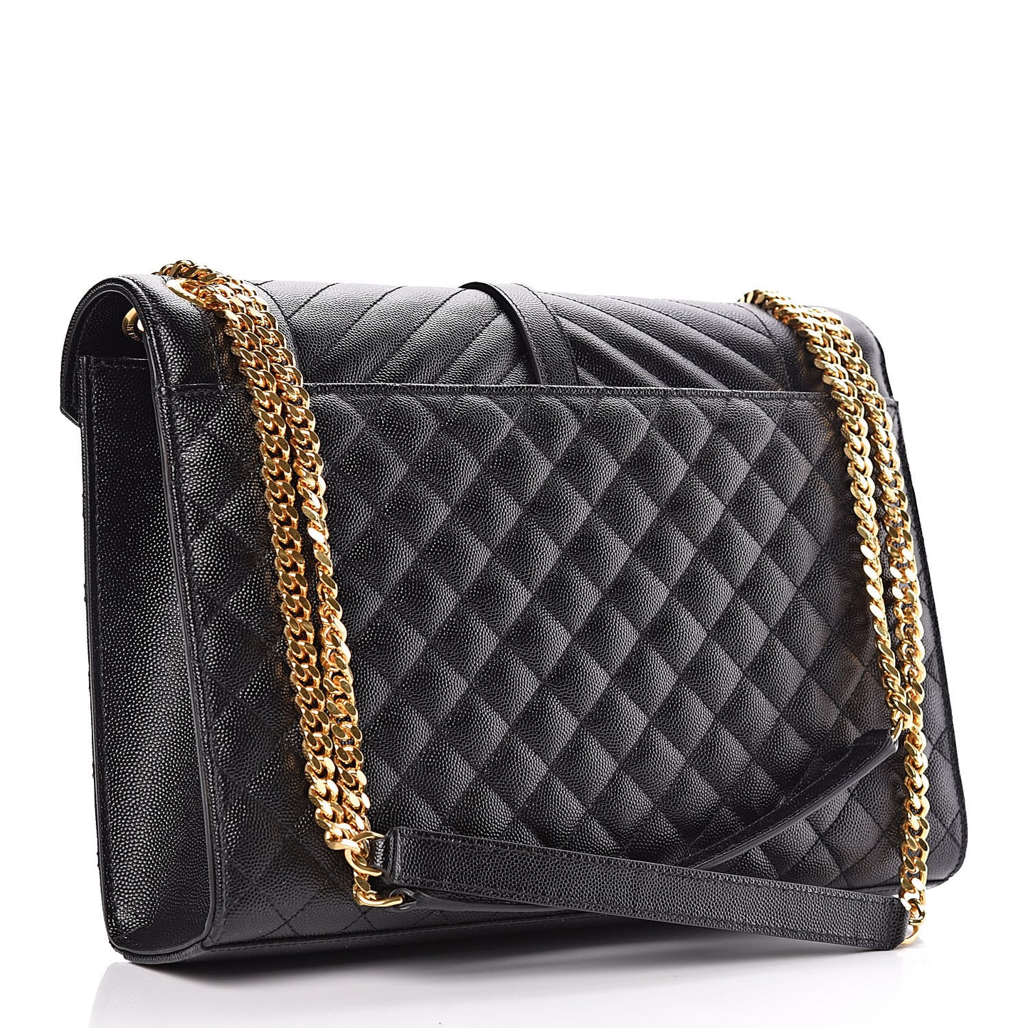 Grain De Poudre Textured Mixed Matelasse Large Triquilt Monogram Satchel Black