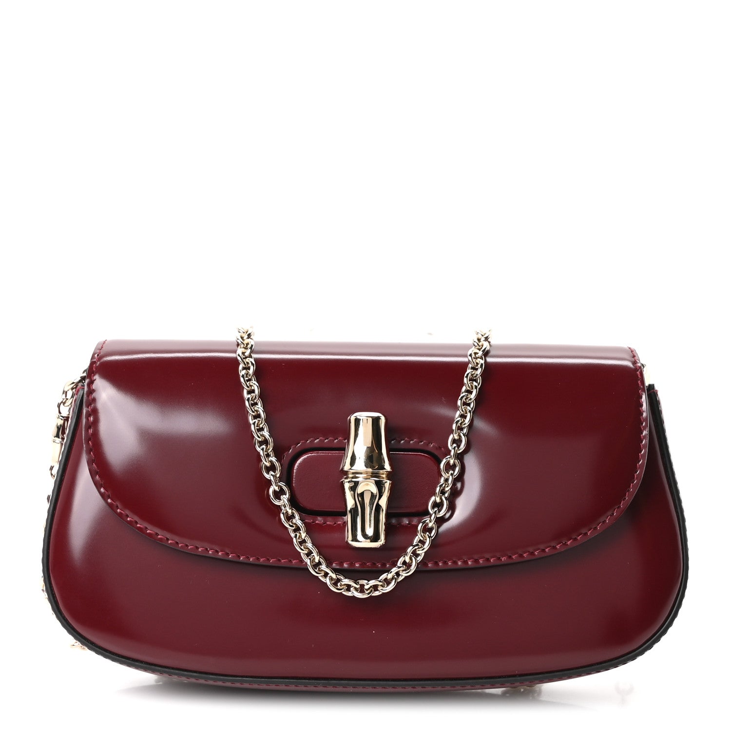 Gucci Shiny Calfskin Small Bamboo Night Bag Rosso Ancora 1 of 10