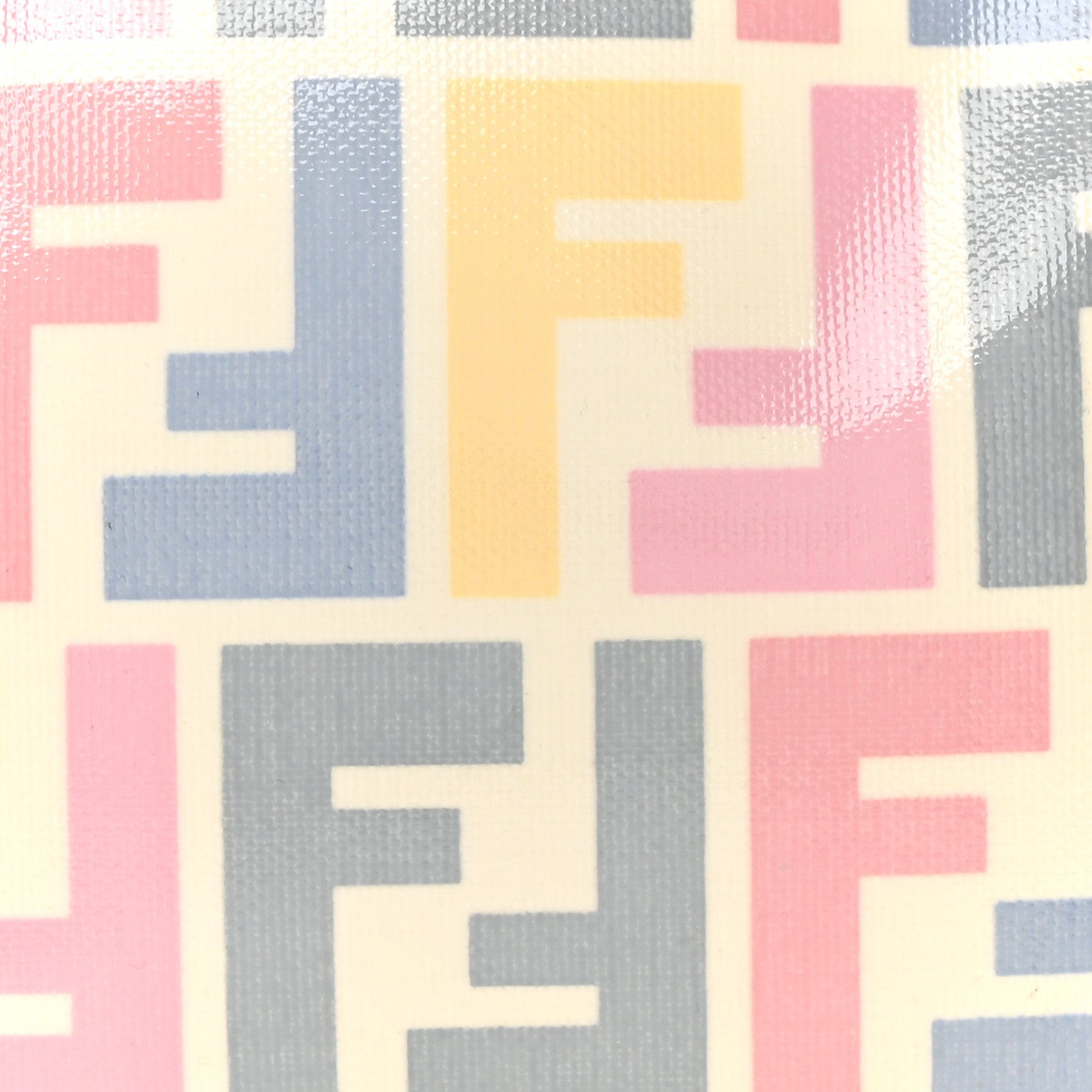 Fendi Vitello Grace Glazed Fabric FF Small Boston Multicolor White 7 of 10