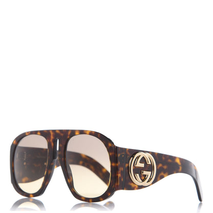 Gucci Oversized Aviator Sunglasses GG0152S Tortoise 1 of 7