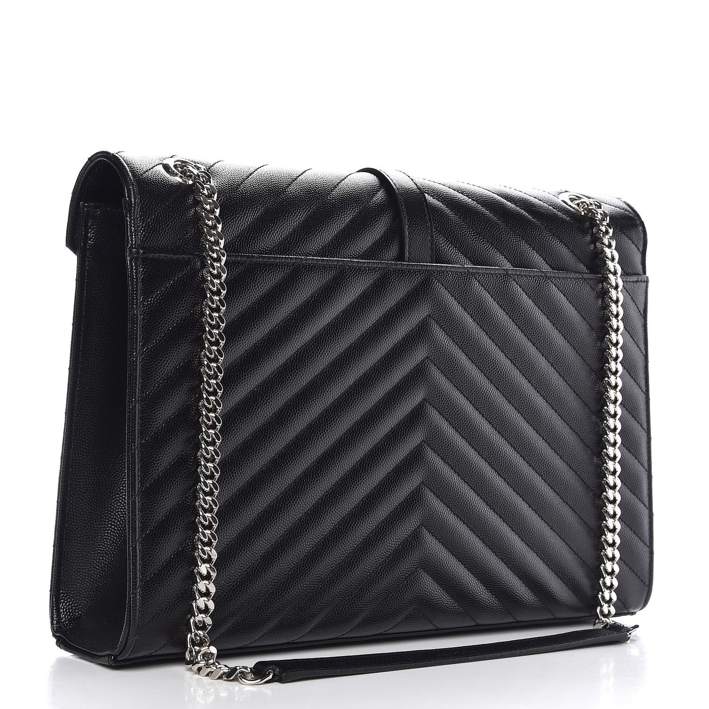 Grain De Poudre Matelasse Chevron Large Monogram Satchel Black