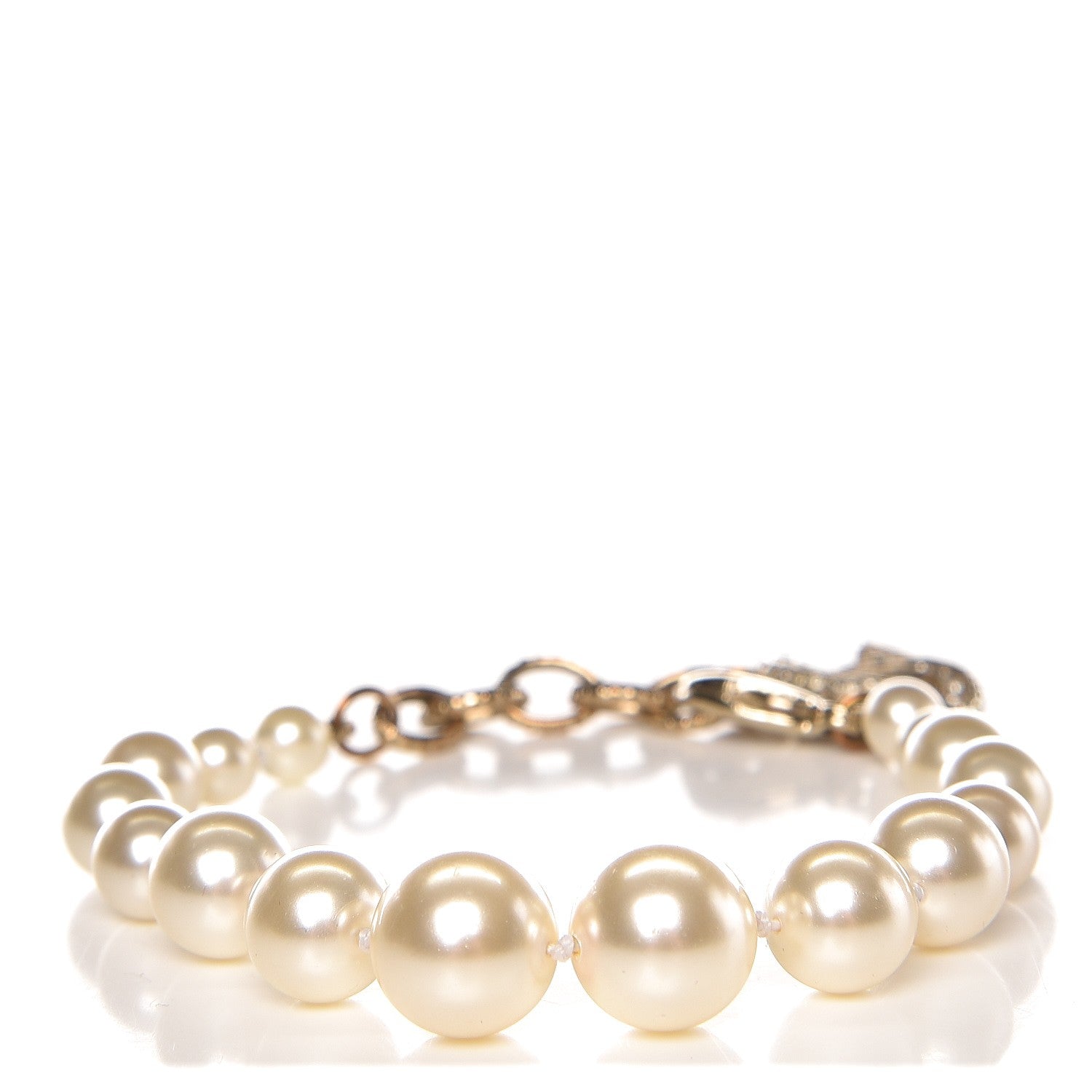 Chanel Pearl Baguette Crystal CC Bracelet Gold 1 of 5