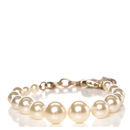 Chanel Pearl Baguette Crystal CC Bracelet Gold 1 of 5