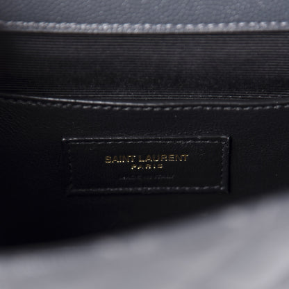 Saint Laurent Grain De Poudre Textured Mixed Matelasse Triquilt Small Monogram Satchel Dark Smoke 9 of 10