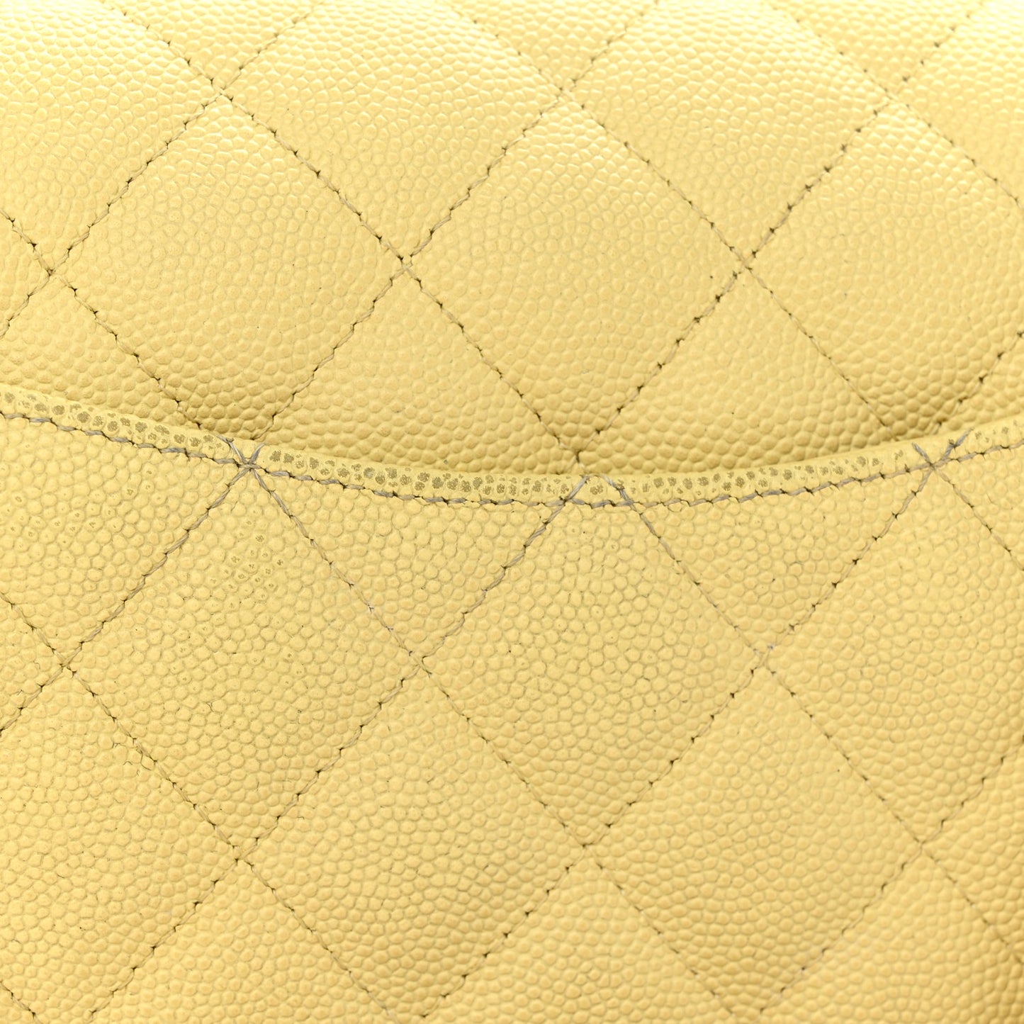 Caviar Quilted Mini Rectangular Flap Light Yellow