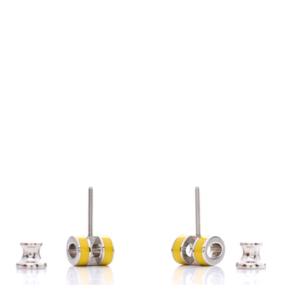 Hermes Palladium Lacquered Mini Pop H Earrings Jaune Sature 3 of 6
